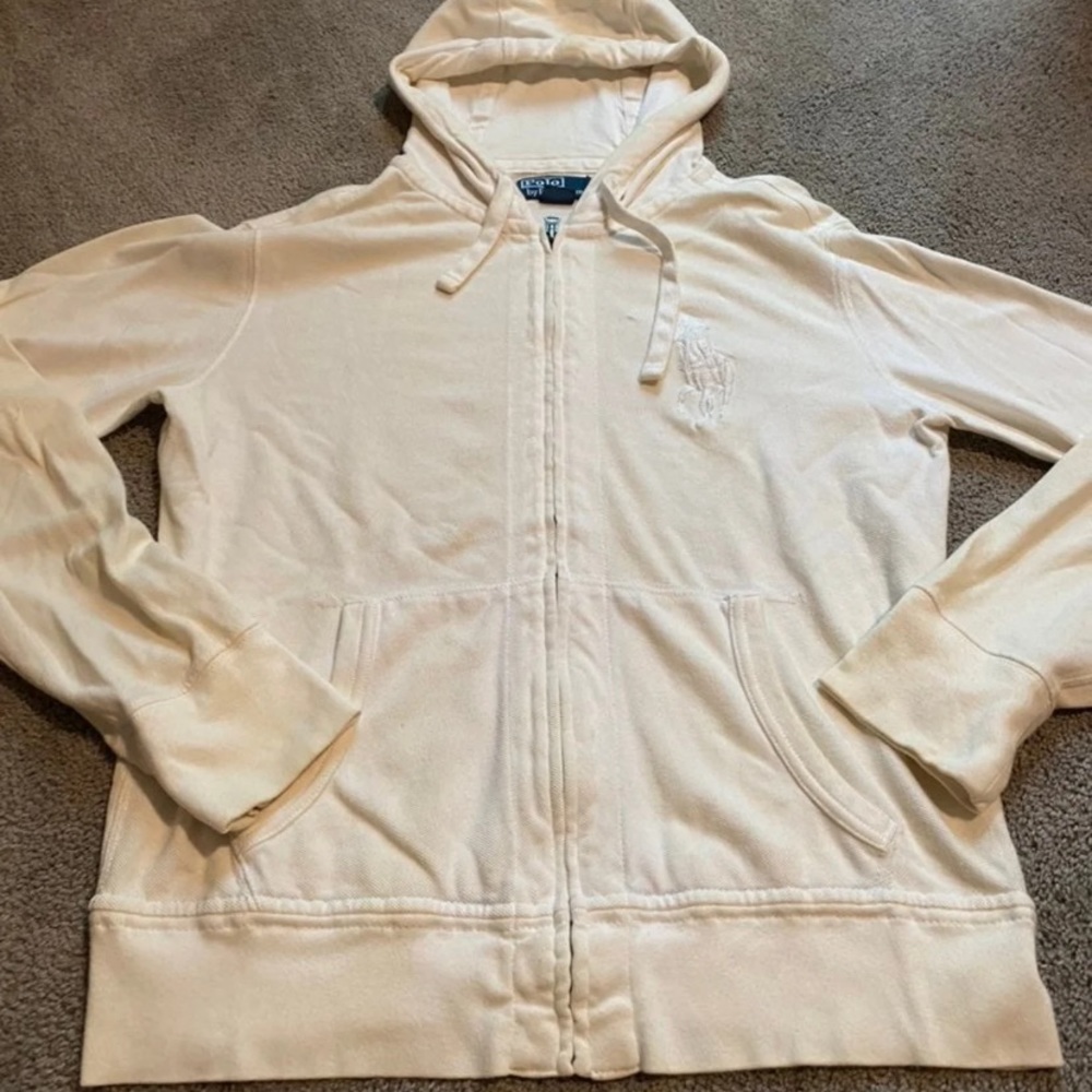 Polo Mens Cream Zipup Hoodie💙